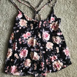 Floral Black Tank
